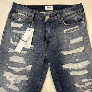 NWT Hudson Nico Midrise Super Skinny Distressed Indigo Jean - Size 29
